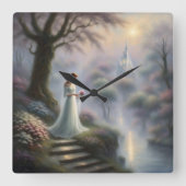 Betoverde kasteeltuin met prinses vierkante klok (Voorkant)