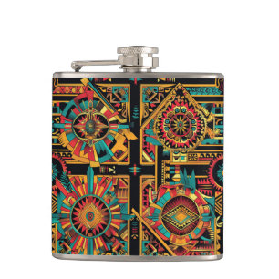 Betoverde kobalt "Aztec Dream" Flask Wrap Heupfles