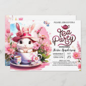 Betoverde Konijn's Theetijd Baby Shower Kaart (Voorkant / Achterkant)