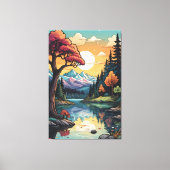 Betoverde Lakeside Serenity Sunset Landschap Canvas Afdruk (Voorkant)