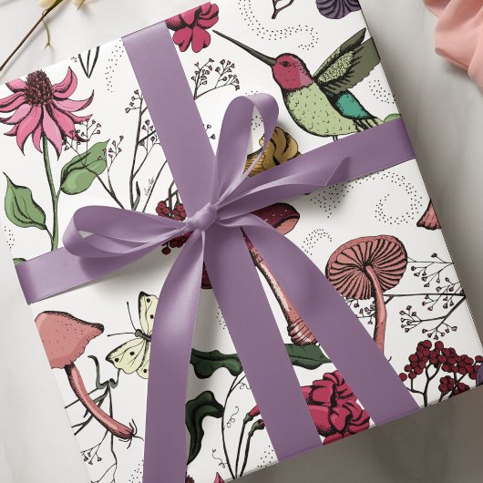 Betoverde Lentetuin Hummingbird Floral Cadeaupapier