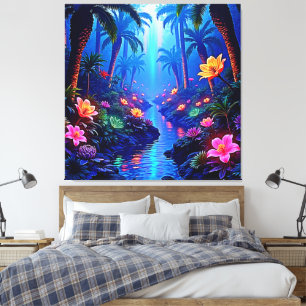 Betoverde levendige River Forest Dream Canvas Afdruk