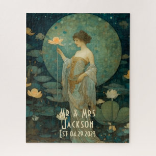 Betoverde maanlicht Lady Art Nouveau gepersonalise Legpuzzel