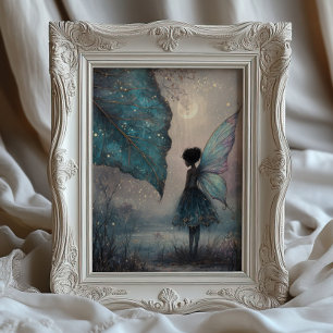 Betoverde Maanverlichte Bladfee Fantasie Kunst Poster