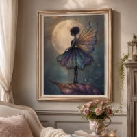 Betoverde Maneschijn Fee Waterverf Fantasie Kunst