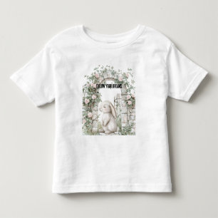 Betoverde Meisjesachtige Roze Bloementuin Konijn Kinder Shirts