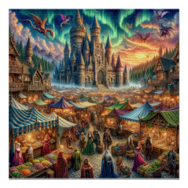 Betoverde middeleeuwse kermis perfect poster
