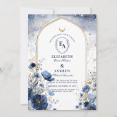 Betoverde Midnight Botanical Arch Wedding Kaart (Voorkant)