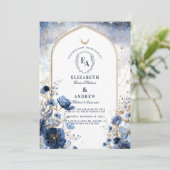 Betoverde Midnight Botanical Arch Wedding Kaart (Staand voorkant)