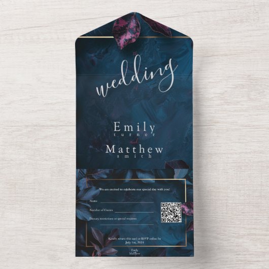 Betoverde Midnight Garden bruiloft All In One Uitnodiging (Binnen)