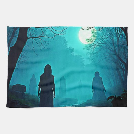Betoverde Moonlight Forest Spirits Design Theedoek (Horizontaal)
