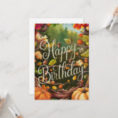 Betoverde Mystieke Warm Herfst Herfst Happy Birthd Kaart (Voorkant / Achterkant in situ)