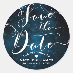 Betoverde nacht onder de sterren SAVE THE DATE Ronde Sticker