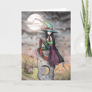 Betoverde Oktober Halloween Heks Kat Kaart