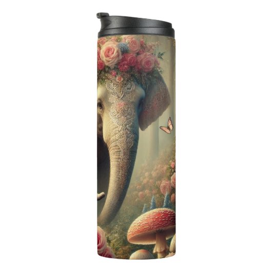 Betoverde olifanten in het bos thermosbeker (Geroteerd rechts)
