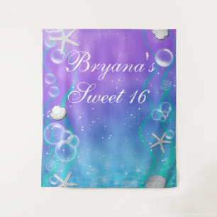 Betoverde onder de zee Sweet 16 feest achtergrond Wandkleed