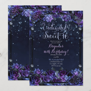 Betoverde Paarse Fantasie Rozen 16de Sweet 16 Fees Kaart
