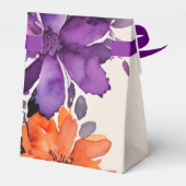 Betoverde Paarse + Oranje Bloemen Halloween bruilo Bedankdoosjes (Achterkant)