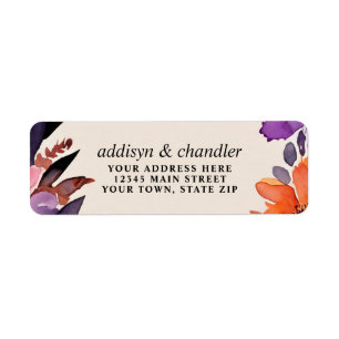 Betoverde Paarse + Oranje Bloemen Halloween bruilo Etiket