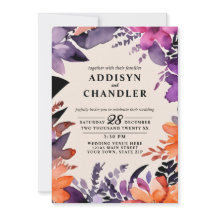 Betoverde Paarse + Oranje Bloemen Halloween bruilo