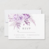 Betoverde Paarse Rozen Elegante bruiloft RSVP Kaartje (Voorkant)