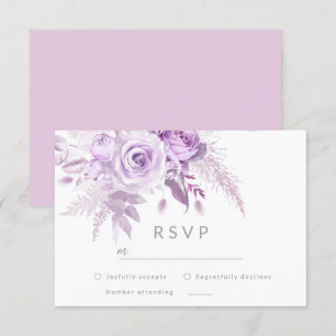 Betoverde Paarse Rozen Elegante bruiloft RSVP Kaartje