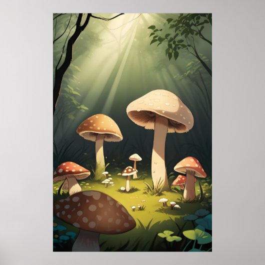 betoverde paddenstoelenbos poster (Voorkant)