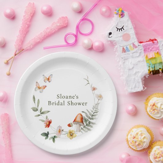 Betoverde Paddenstoelenbruiloft in het bos Papieren Bordje (Feest)