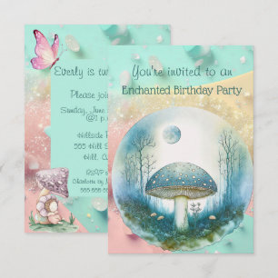 Betoverde paddestoel 3 jaar oud verjaardagsfeestje kaart