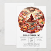 Betoverde pastel chocolade verjaardag kaart (Voorkant / Achterkant)