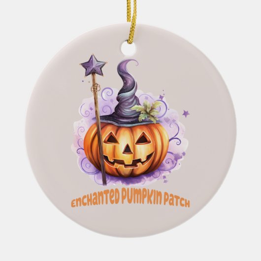 Betoverde pompoen patch keramisch ornament (Voorkant)