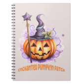 Betoverde Pompoenveld – Schattige Jack-o'-Lantern Notitieboek (Voorkant)