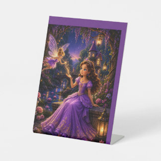 Betoverde Prinses en Sprookjestuin Kasteel Fantasi Reclamebord Met Voetstuk