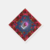 Betoverde Red Rose & Diamond Bling Elegant Party Servet (Hoek)