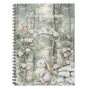 Betoverde roze bloementuin Bunny Dreams Notitieboek