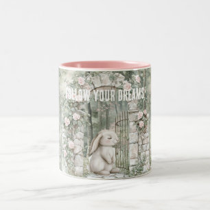 Betoverde roze bloementuin Bunny Dreams Tweekleurige Koffiemok