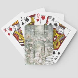 Betoverde Roze Bloemrijke Tuinkonijn Pokerkaarten