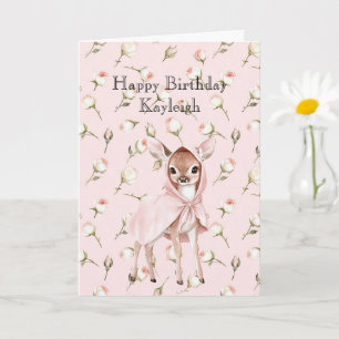 Betoverde Roze Roos Bloemige Zoete Hert Verjaardag Kaart