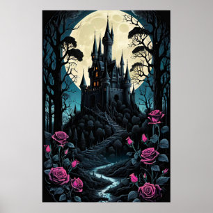 Betoverde Rozen Castle Fantasy Poster