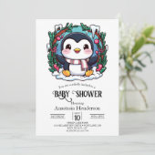 Betoverde Schattigee pinguïn Baby shower Kaart (Staand voorkant)