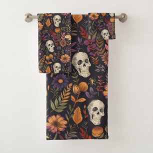 Betoverde schedels en giftige bloemen bad handdoek