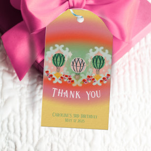 Betoverde Smaragden Hete Luchtballon Kids Verjaard Cadeaulabel