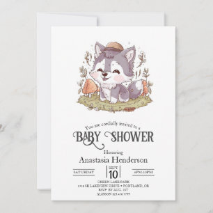Betoverde Speelse Wolf Baby shower Kaart