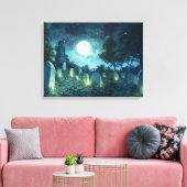 Betoverde spookachtige begraafplaats canvas afdruk (Insitu (Woonkamer))