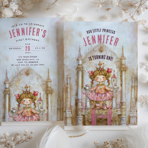 Betoverde sprookjesprinses eerste verjaardag kaart