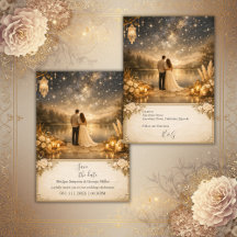 betoverde sterrenhemel meer blauw & goud bruiloft