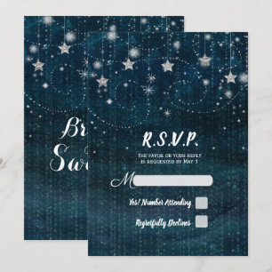 Betoverde sterrenhemel Zilver & Blauwe Feest RSVP Kaart