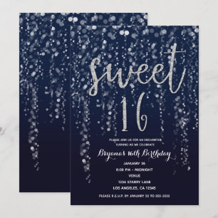 Betoverde Sterrenlichten Zilver & Blauw Sweet 16 F Kaart