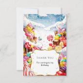 Betoverde Strooicandyland Verjaardag Bedankkaart (Voorkant)
