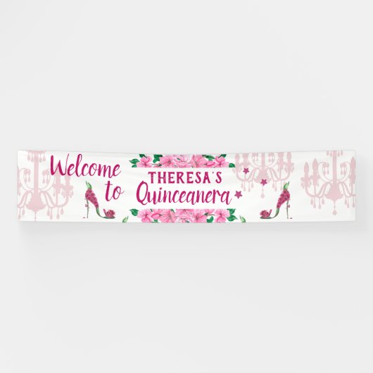 Betoverde tuin Fairy Schoenen - Lámpara rosa zapat Spandoek (Horizontaal)